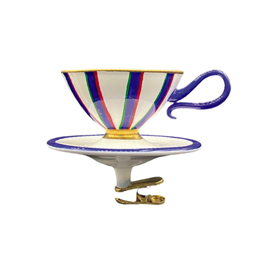 Christopher Radko, Sips and Saucers, Blue Stripe (2001)